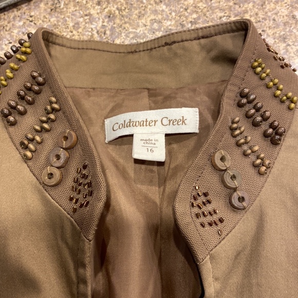 NWT Coldwater Creek Brown Shaped Bead Detailed Jacket Misses 16 - Picture 4 of 17